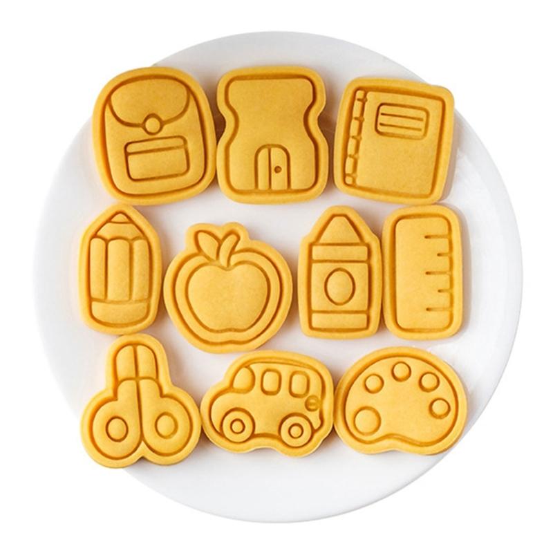 Educational Theme Plastic Cookie Cutters Molds School Cookie Stamps For Creative Baking With Children And Family Activity