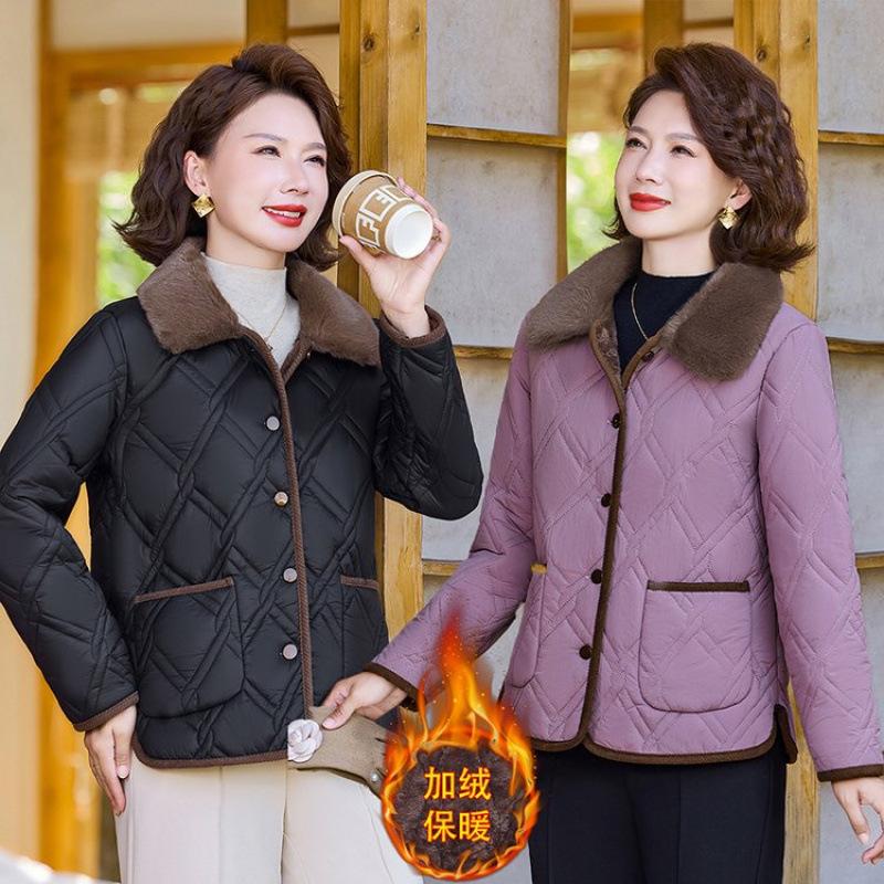 Padded jacket new padded jacket velvet lapel women's clothing autumn and winter short jacket warm padded jacket