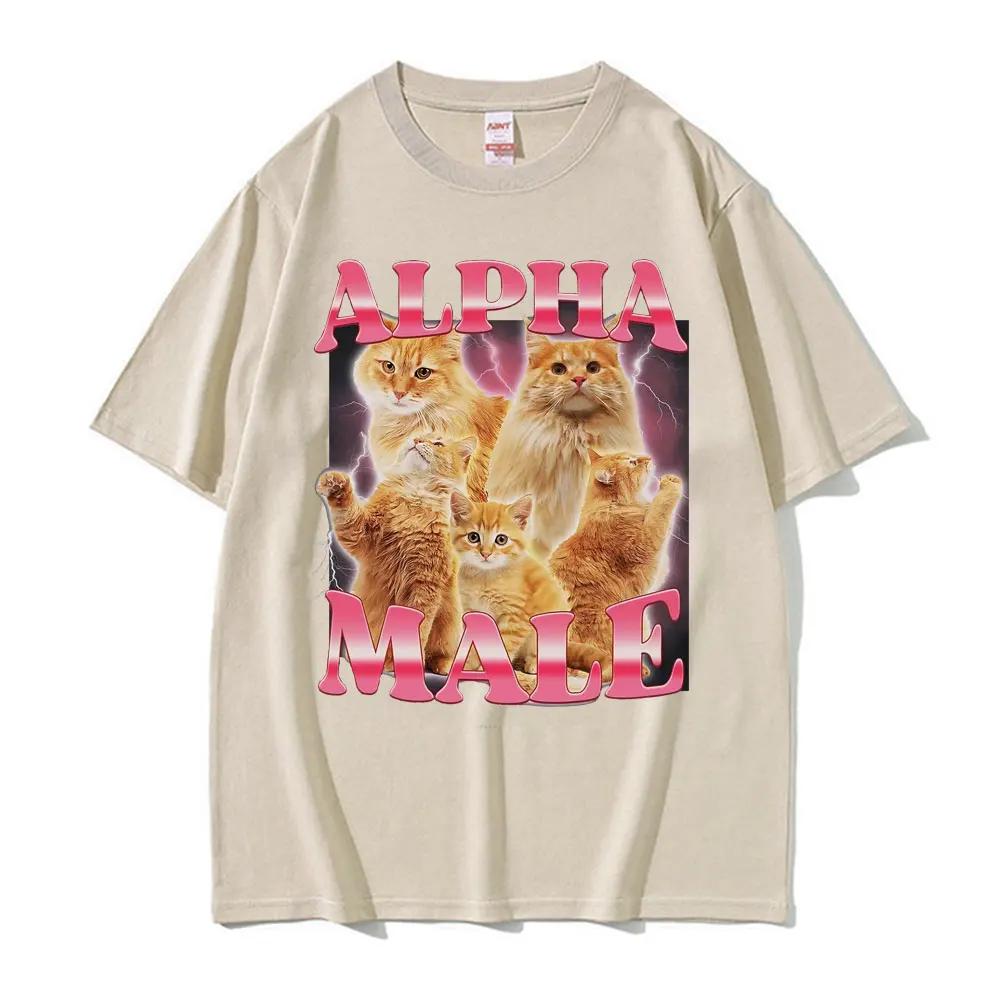Alpha Male Cat Kitten Funny Meme T ShirtS Women's Clothing Fashion Cute T-shirt Women Casual Short Sleeve T Shirt Tops
