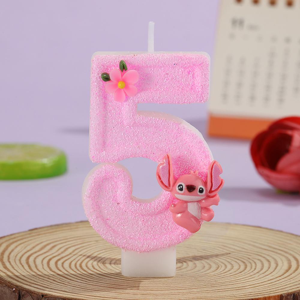 Cartoon Flower Number Candles - Pink Birthday Cake Decorations