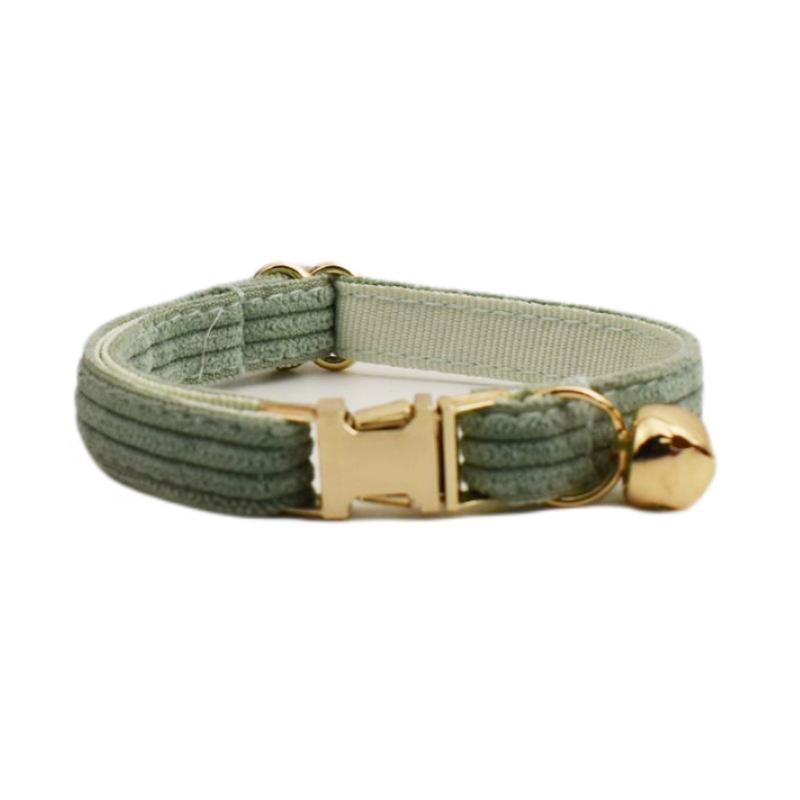 New light green velvet cat collar pet collar cute cat bell cat collar bow leash