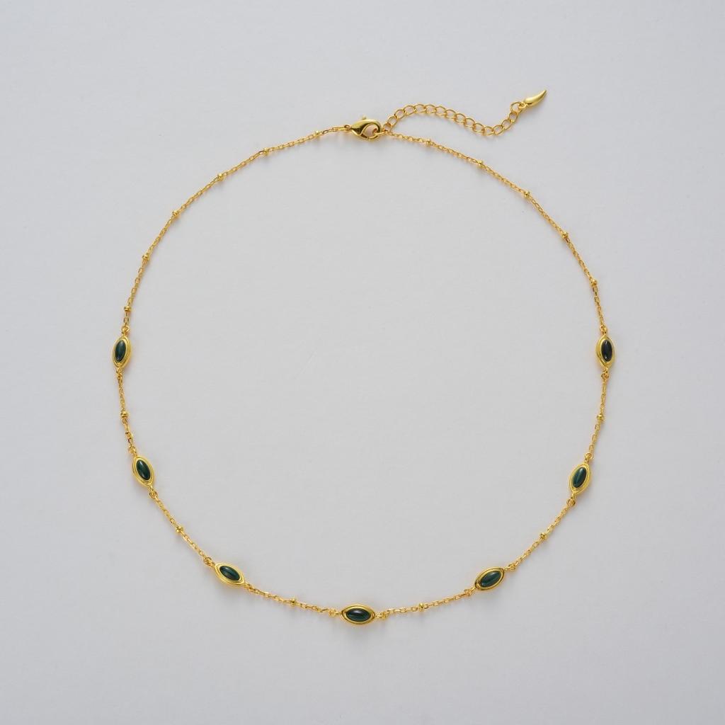 Summer Lava Gemstone Malachite Minimal Clavicle Chain Lucky Guardian Necklace Niche Accessories Stacked Necklace