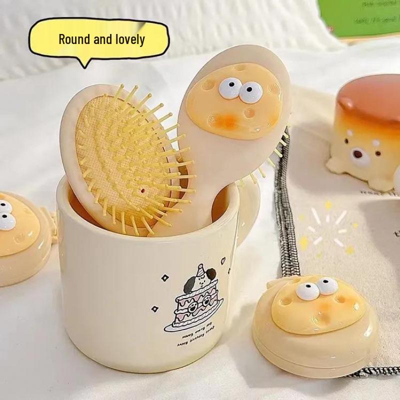 Compact Cute Air Cushion Comb & Mirror for Portable Head Massage