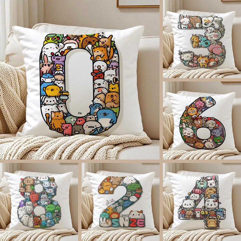 Creative Digital Design Artwork Cushion Cover Pillowcase Anti-Dustmite Invisible Zipper Short Plush Sofa Cushion