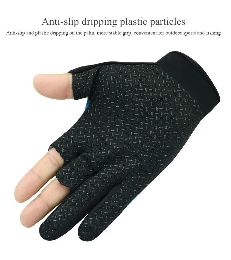 Fischerhandschuhe Herren und Damen Outdoor-Nutzung Fischereischutz Anti-Rutsch 3-Finger-Schnitt Aktives Fischereigerät Angelhandschuhe