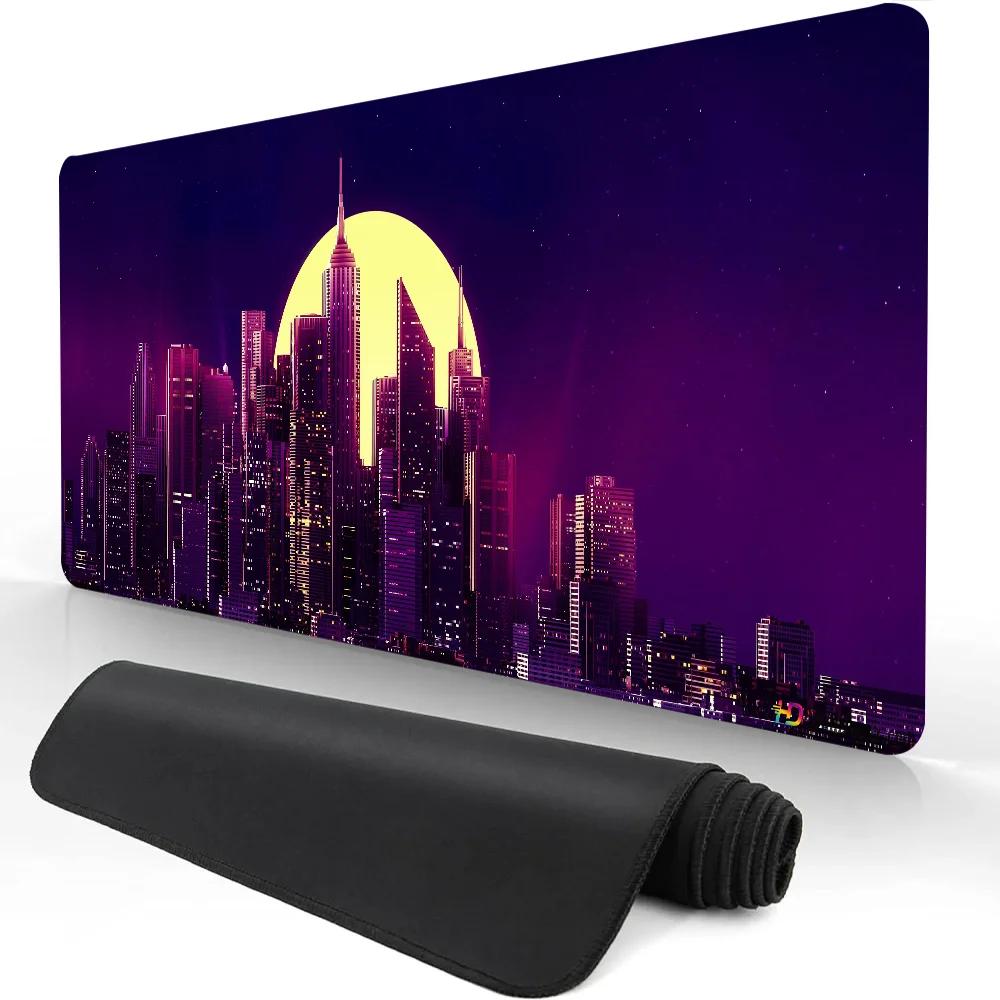 Hot Sell City Neon Pixel Large Mouse Mat Gaming Mousepad Gamer Mousepads Rubber Keyboard Mats Desk Mats XXL Mouse Pads 900X400