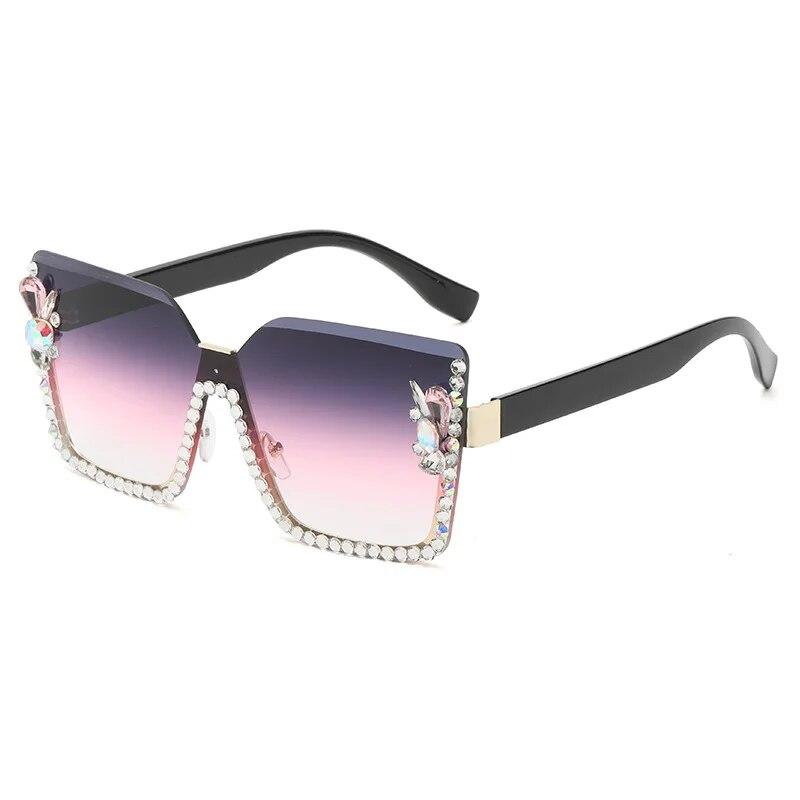 Big Square Shaped Diamond Sun Glasses Women  Designer Fashion Sun Glasses UV400 Outdoor Sun Protection Sunglasses