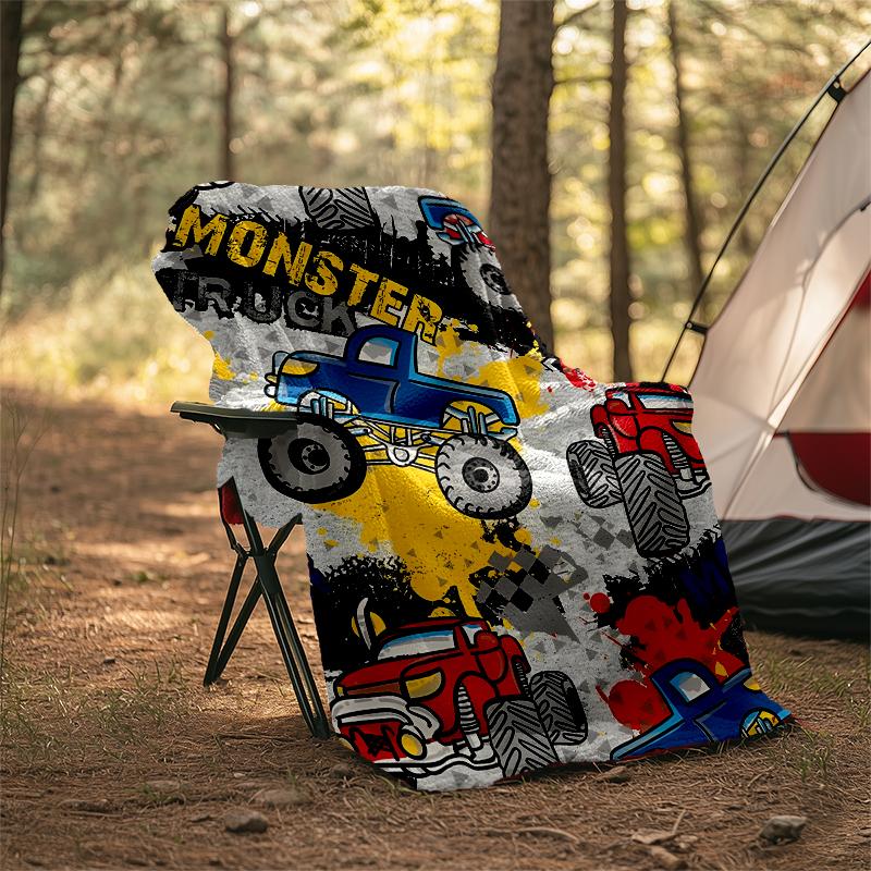 Truck Theme Printed Blanket - Perfect for Couch, Bed, Travel & Outdoor Use | Machine Washable, Cozy & Durable.