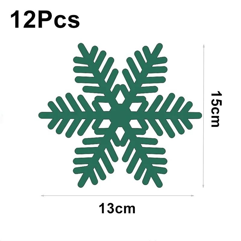 

12 шт. Рождественские фетровые подставки под тарелки в форме снежинок, противоскользящие подставки под чашки, красные подставки под тарелки для стола, кухонные подставки под миски, домашний рождественский новогодний декор 12Pcs