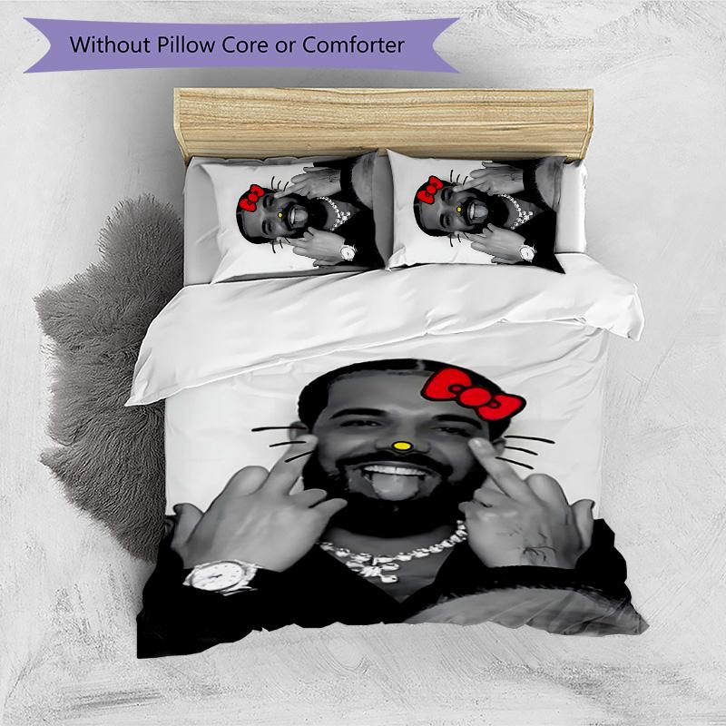 Drake 3pcs Bedding Set Duvet Cover Closure Includes 1 Duvet Cover & 2 Pillowcases for All Seasons Bedroom Home Dorm Decor