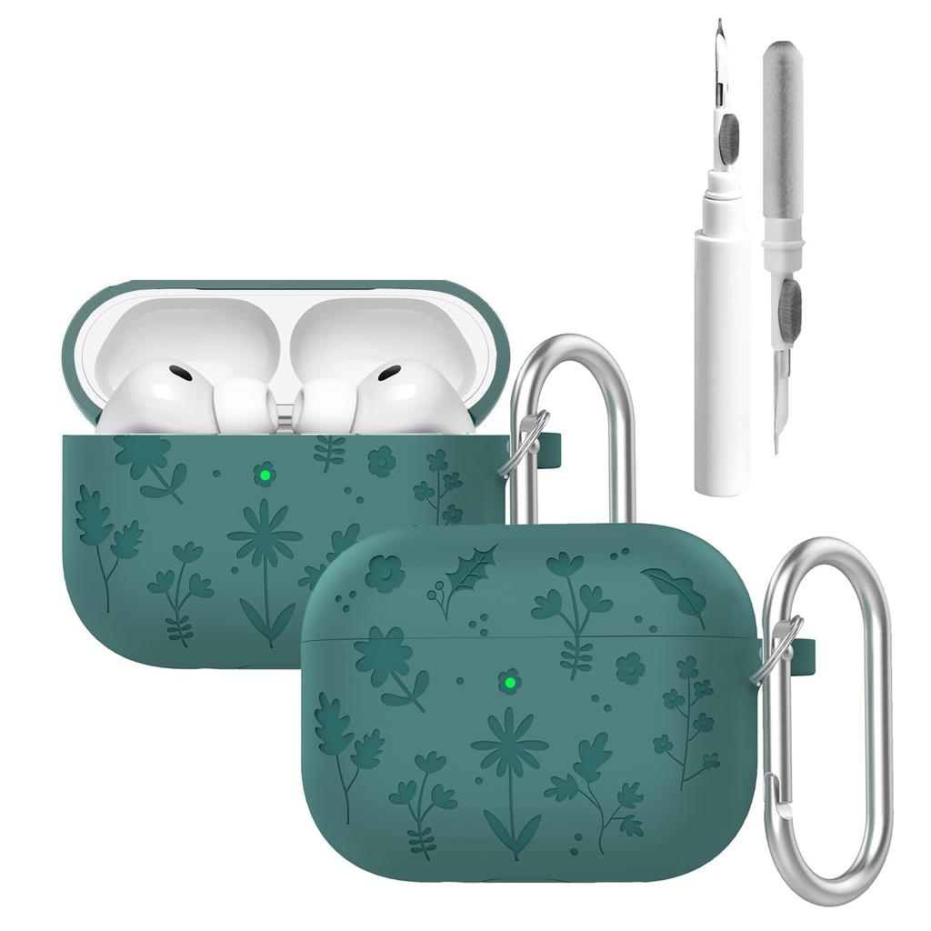 Cute Flower Engraved Case for AirPods Pro 3 Case 2025 with Cleaning kit Anti-Drop Silicone Case For Airpods Pro 3rd Generation
