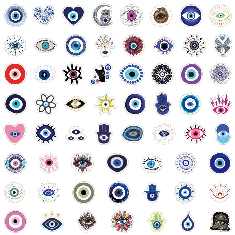60 Evil Eyes Graffiti Stickers Waterproof Suitcase Laptop Skateboard Waterproof Stickers