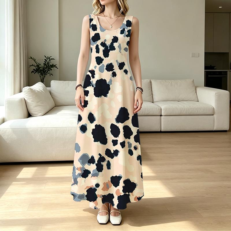 Women's Minimalist Sleeveless Beach Maxi Dress Lightweight Loose Flowy,Versatile for Daily Casual & Beach Vacation