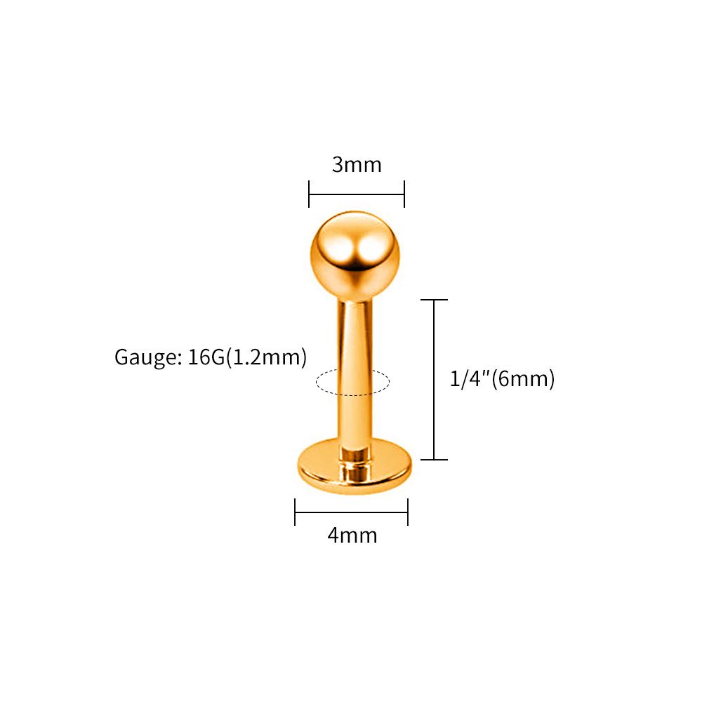 10pcs/lot Right Grand ASTM F136 Titanium Internal Threaded Labret Stud Body Piercing 3mm Ball Labret Monroe Lip Ring for Women