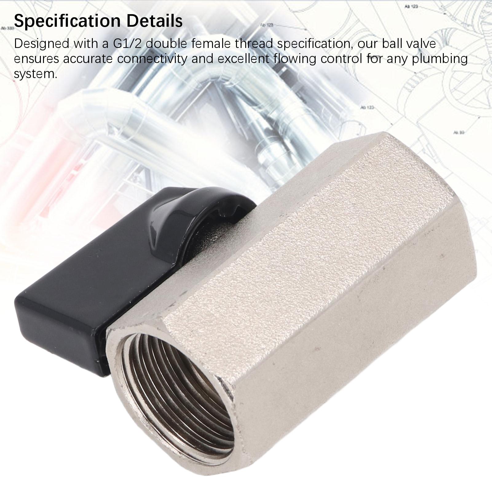 

2Pcs Water Valve Brass 90 degrees Rotation G12 Dual Female Thread Ball Valve for Plumbing System