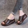 Sommer Damen Leder Hausschuhe Pu Sohle Sandalen für Frauen Sexy Hoher Absatz Mules Clogs Schwarz Peep Toe Plateau Mules Keile Sandalen Schuhe