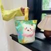 Charming Cartoon Printed Medium Canvas Handbag Unique Bucket Style Mom Bag