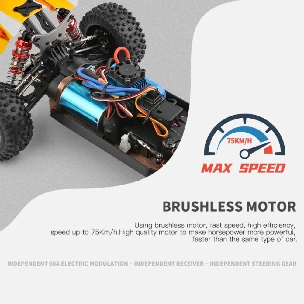 WLtoys 144010 V8 RC Car Brushless 1:14 75Km/H High Speed Metal 4WD Drive Off-Road 2.4G Transmitter 1/14 RC Racing Car VS 124007