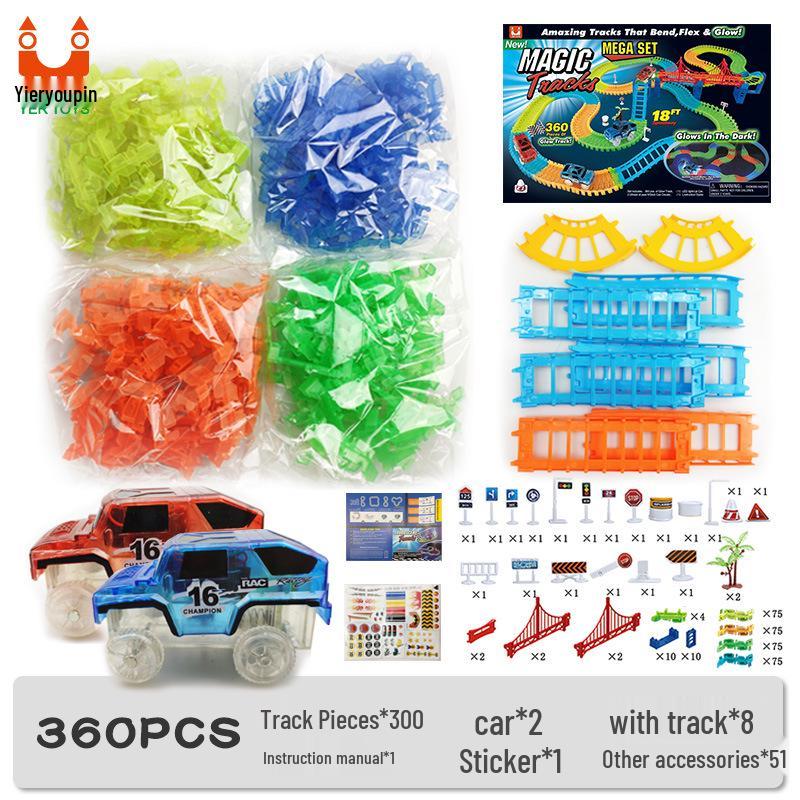 Luminous Magic Track Set: 360-Piece Electric Building Blocks for Kids