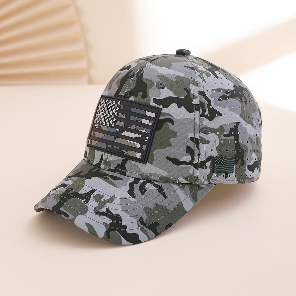 Camouflage-Flagge atmungsaktiv, verstellbar und Sonnenschutz Europäische und amerikanische modische Baseballkappe für den täglichen lässigen Sport