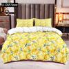 Nature Bedspread Lemon Tree Branches Gardening Design Decorative Quilted 3 Piece Coverlet Set with 2 Pillow Shams Full Size
