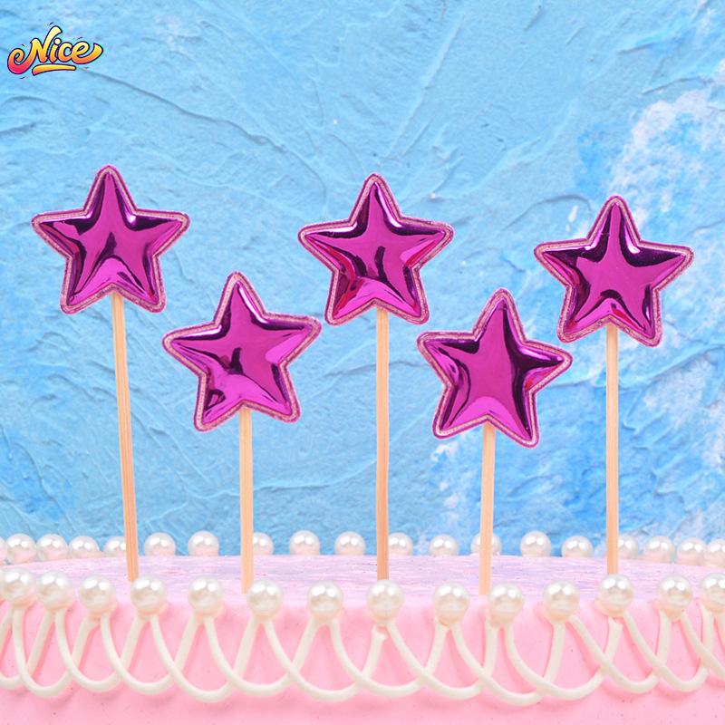 5Pcs/Lot Cake Topper Creative For Baby Shower Birthday Party Wedding Celebration Cake Decoration Star Heart Cupcake Insert