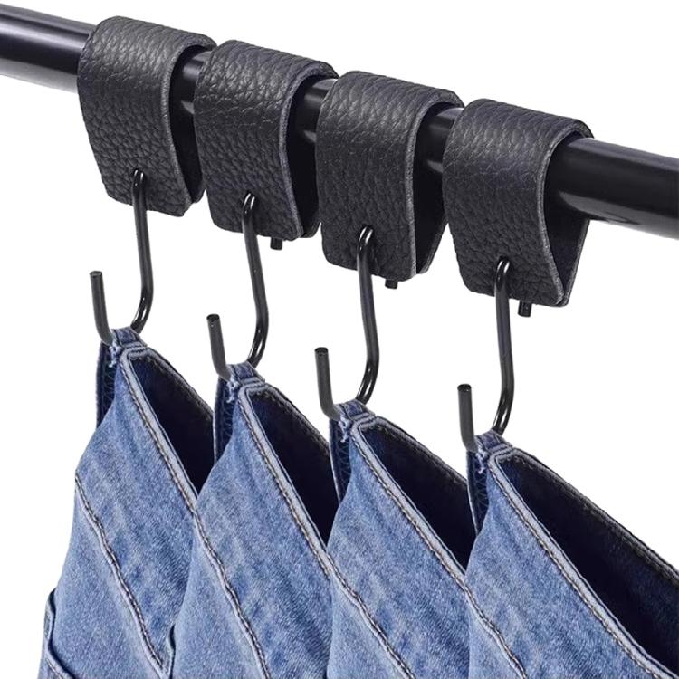 5 Stück S-Form PU-Leder Kleiderbügel Hängender Riemenhalter Aufbewahrungshaken Tragbarer Outdoor-Camping-Aufhängehaken Einfach zu bedienen