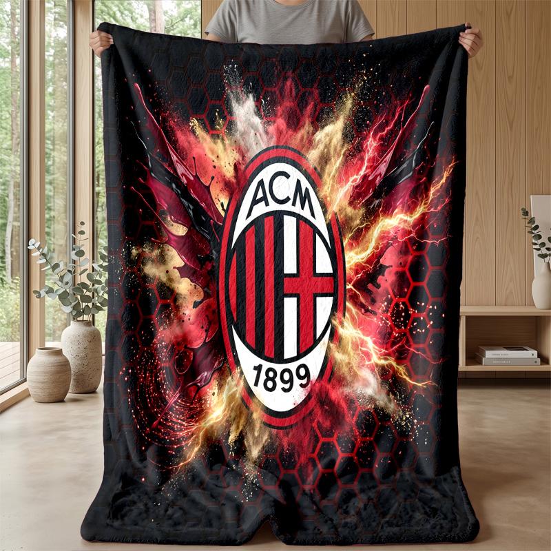 AC Mailand Thema Decke Weiche Flanelldecke Plüsch Überwurfdecke Gemütliche Sofa Bettdecke für Heimdekoration