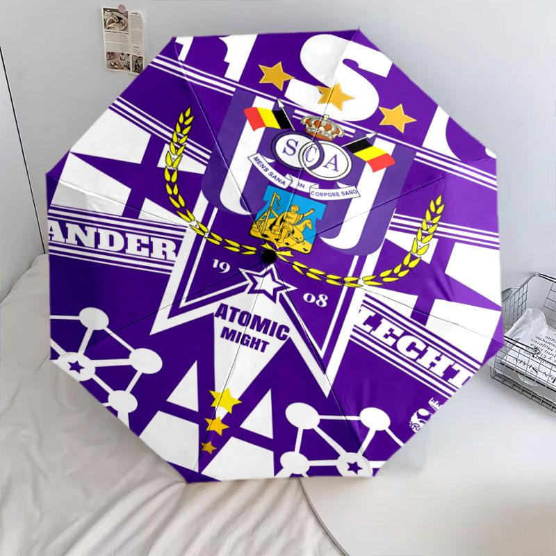 1 PC Automatic Folding Umbrella - Royal Sporting Club Anderlecht Pattern, Portable & Foldable Design with 8 Ribs, Christmas Birthday Gifts