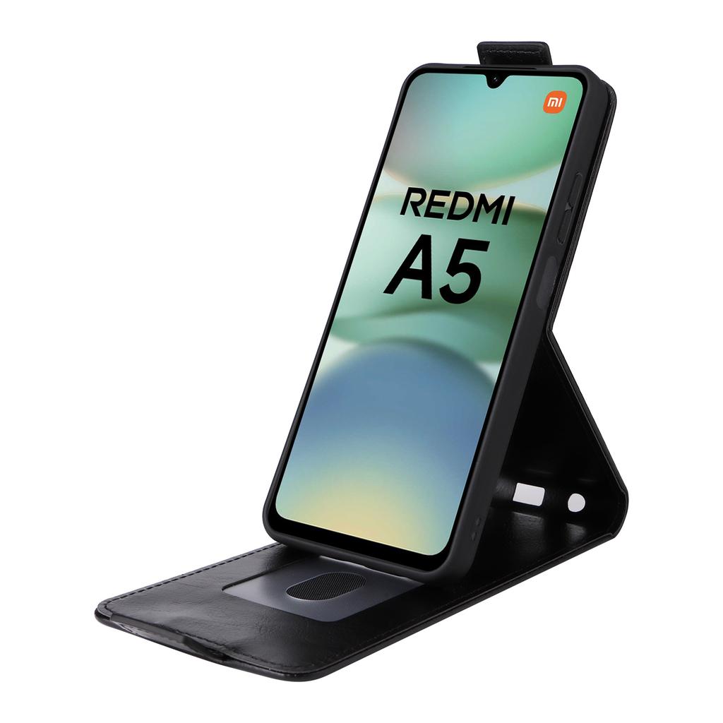 For Xiaomi Redmi A5 NFC (173.45mm) Stativ Etui Magnetisk Lås Vertikal Flip Lær Telefondeksel med Kortholder