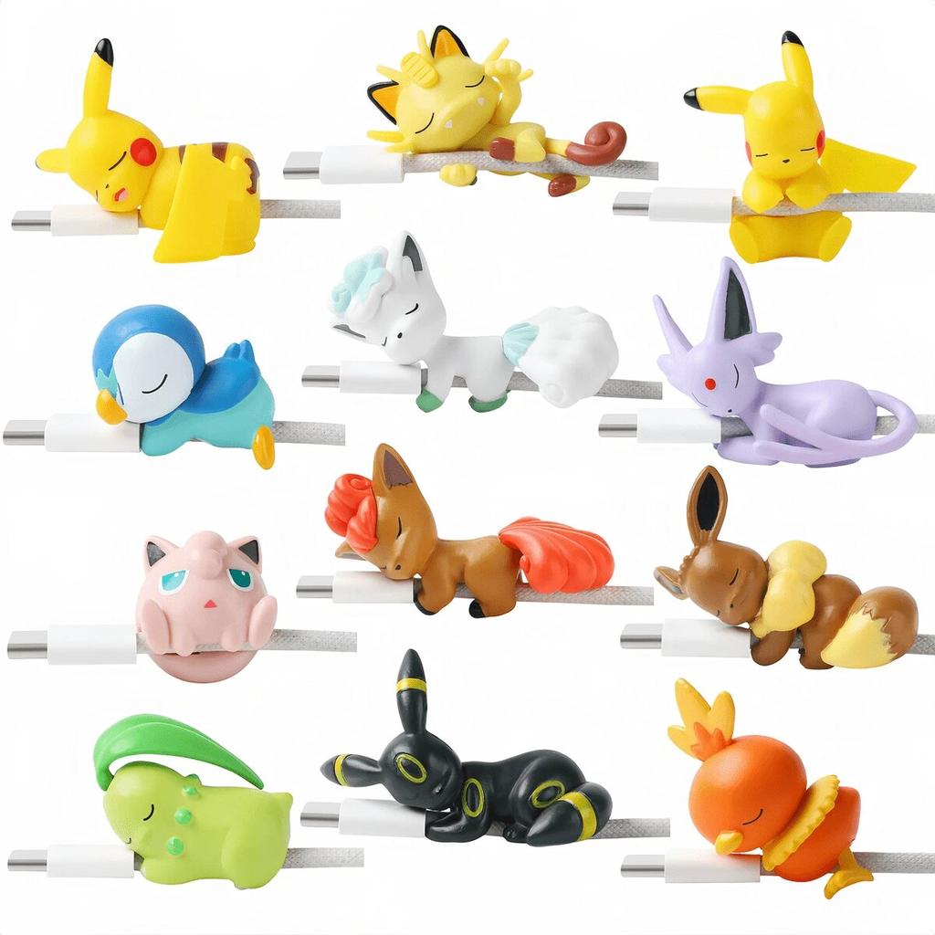 innovative Figure Data Cable Protective Case Pikachu Eevee Meowth Piplup Torchic Bite Cable Cover For USB Charging Cable