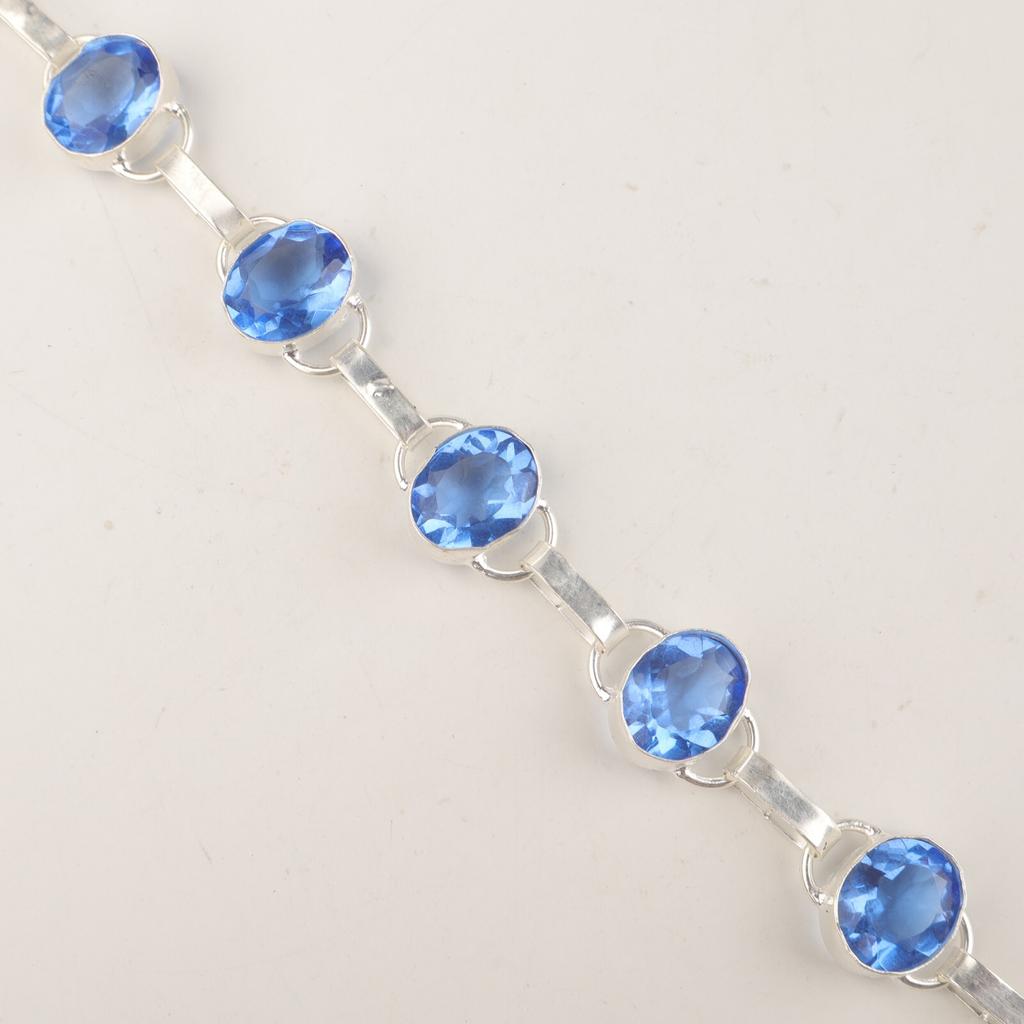 Natural Tanzanite Gemstone 925 Sterling Silver Jewelry Handcrafted Bracelet 9" RB-6-19