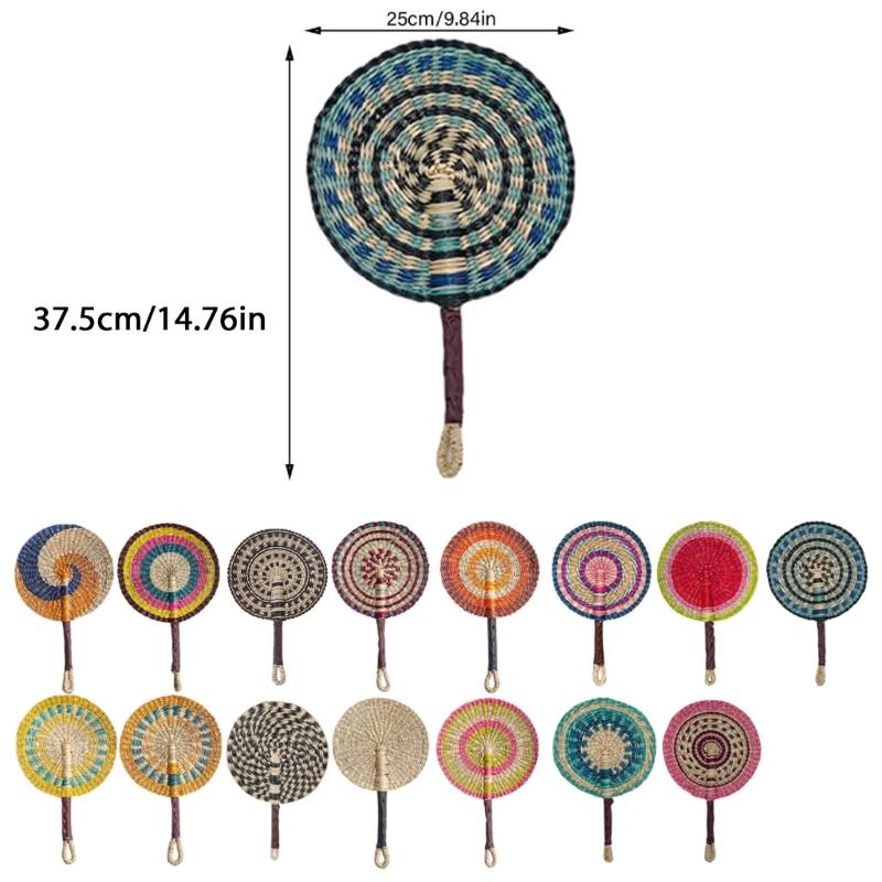 Woven Straw Fan Summer Cooling Grass Handwoven Fan Handmade Fan Nordic Hanging Decorations for Bedroom Wedding