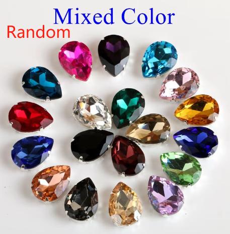 Drop Shape Glass Rhinestones With Claw Sew on Teardrop Crystal Stone Strass Diamond Metal Base Buckle Wedding Decoration