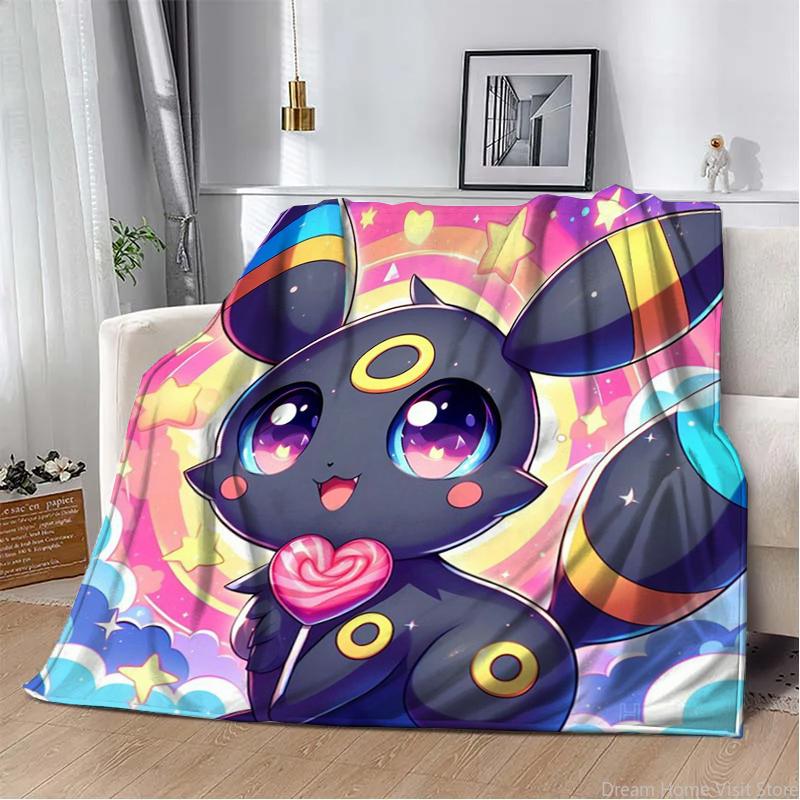 Japan Anime Pokemon Cartoon Eevee Soft Blankets,Warm Throw Blanket Comfortable Blanket for Picnic Beds Sofa Home Bedroom Kids