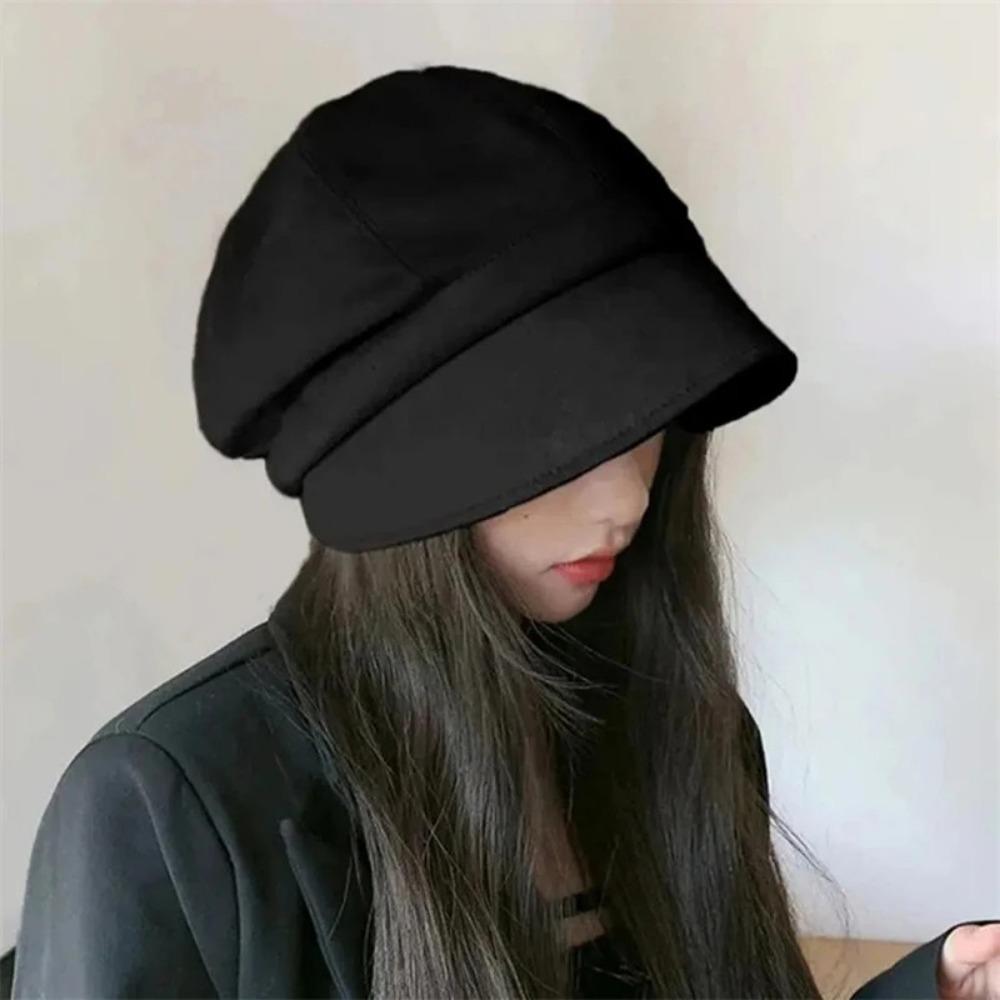 Adjustable Women Fisherman Hat Solid Color Newsboy Hat Fashion Suede Octagonal Cap Autumn Winter