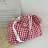 Reversible Red & White Gingham Tote Bag for Women Large Capacity, Lightweight, with Fixed Shoulder Straps, Perfect for Everyday Use, Shopping,Handbag
