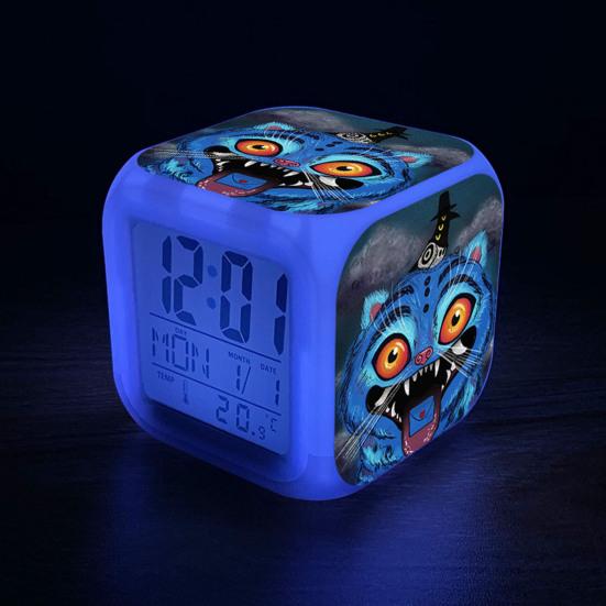 Small Digital Alarm Clock with LED Display for Bedrooms Bedside Battery Operated Electric Clock with Large Number Display Anime Therm Desk Decor for