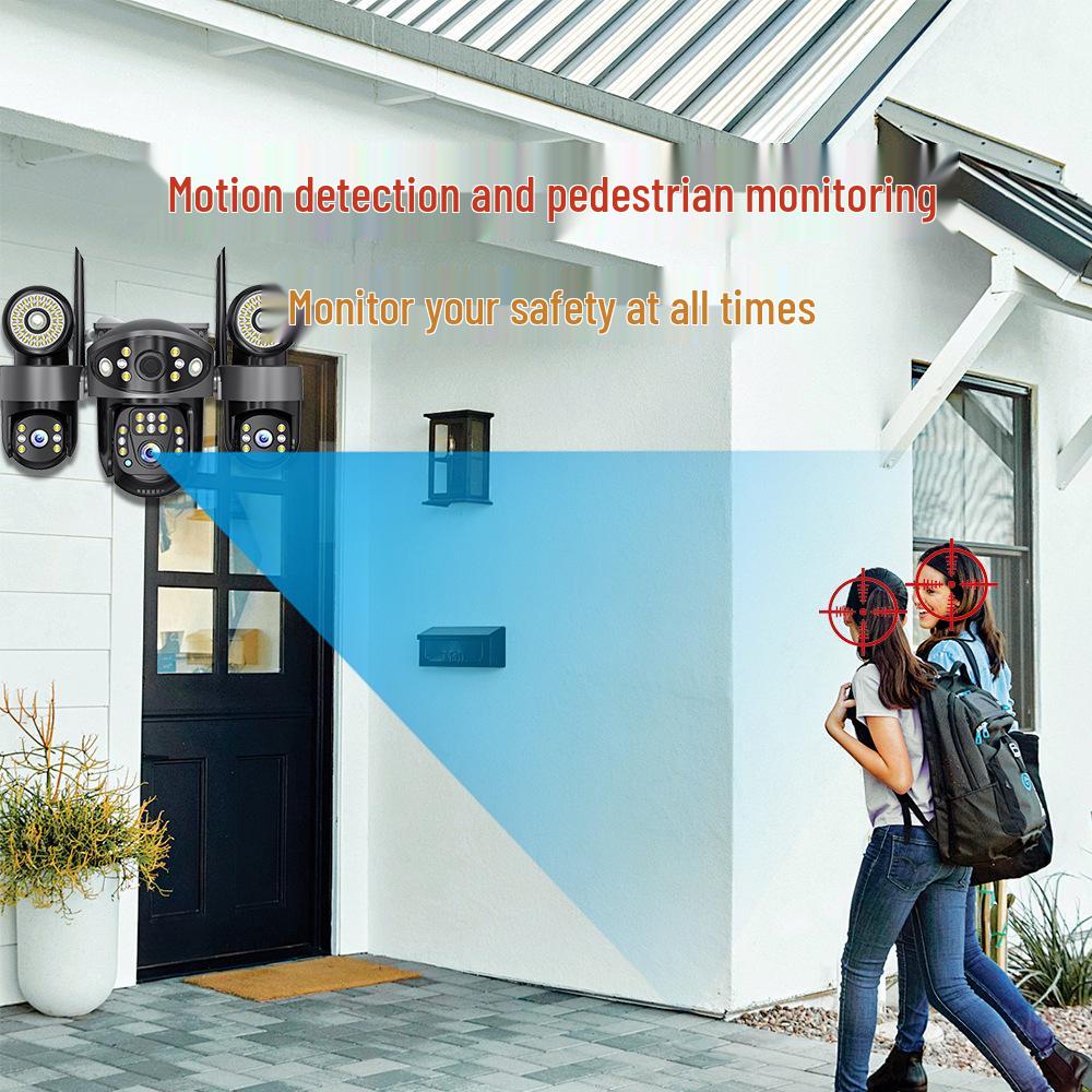 V380 Solar-Powered Outdoor Waterproof Camera with Dual Light and Tri-Screen Bullet & Dome Integration