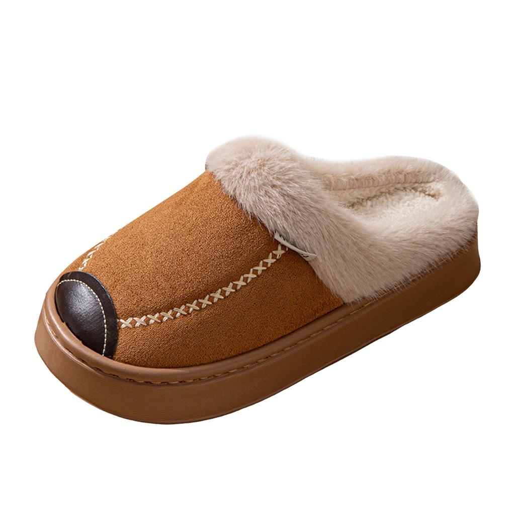 Warm And Velvet Women's Cotton Slippers Fashionable And Casual Closed Toe Open Heel Home Silent Scuff Slippers for Women