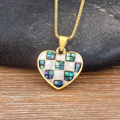 

Nidin Ins Popular Exquisite Elegant Love Chessboard Pendant Hip Hop Cute Heart-shaped Clavicle Chain Retro Necklace Jewelry темно-синього кольору