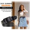 Womens Genuine Leather Belt With Square Pin Buckle Slim 2.8cm Width Retro Minimalist Waistband Jeans Office Wear