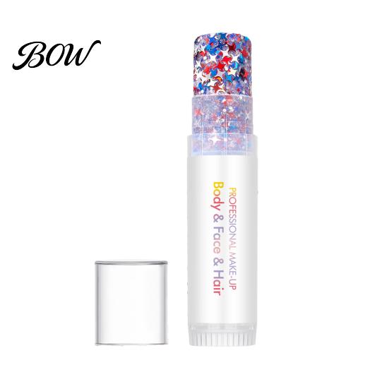 Easy Apply Glitter Stick 15G Patriotic Red White Blue Stick, 4th of July Makeup Accessories for Star Embellishment Women Kids, Waterproof B