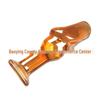 Large Brown Transparent Realistic Glass Dildo for Female Masturbation