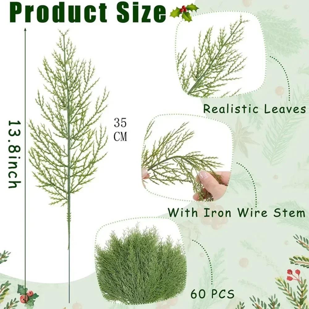 30/1PCS Christmas Artificial Pine Branches Green Fake Plant Leaves DIY Christmas Tree Wreath Gifts Decoration Xmas Home Decor