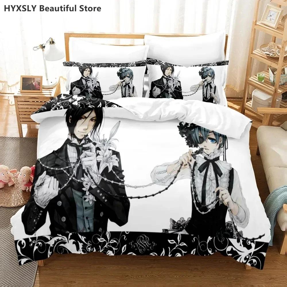 Black Butler Anime Bedding Set Duvet CoverPillowcases Single Twin Full Queen King Kids Teens 3D Duvet Cover Sets Bed Linen