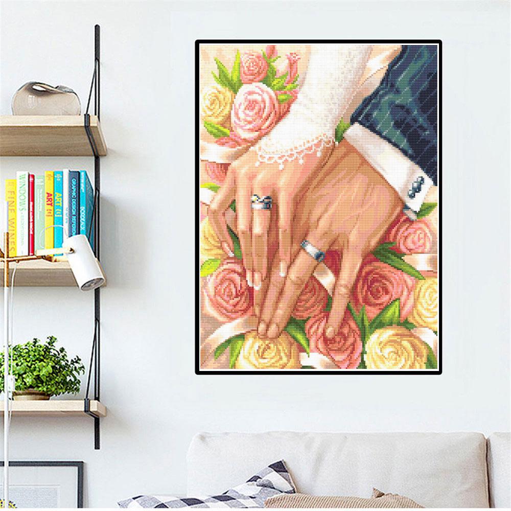 Diamant-Malerei, Ehering, voll quadratisch, rund, Diamant, 3D-Diamant-Stickerei, Paar-Kunst, Strass, Heimdekoration