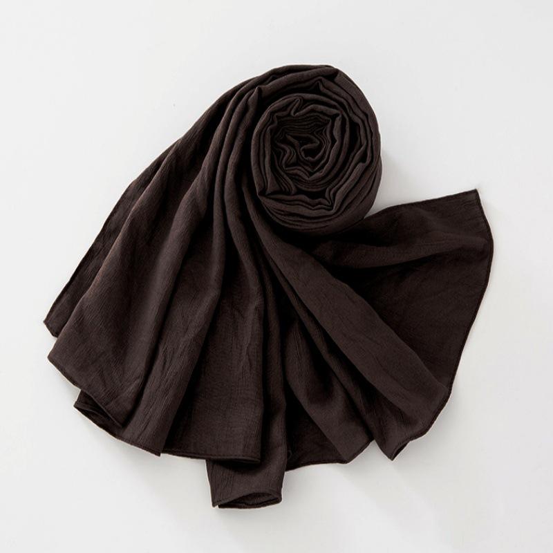 New Breathable Crumpled Scarf For Women Girls Solid Scarves Soft Cotton Wrinkle Pashmina Shawl Foulard Winter Warm Wrap Shawls