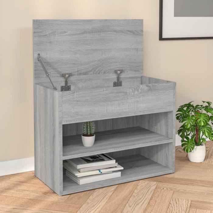 VidaXL Shoe Bench Sonoma Grey 60x30x45 Cm Engineered Wood 816051