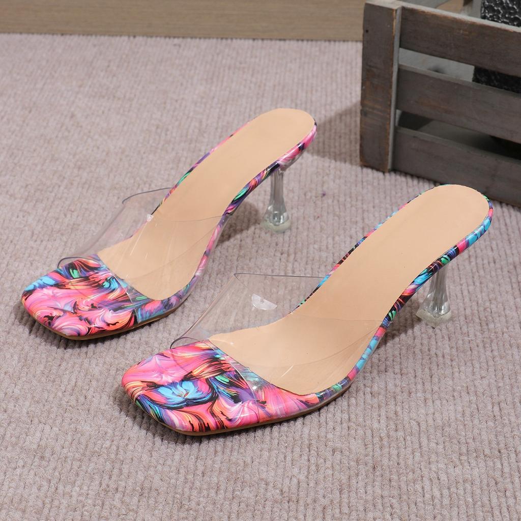 Fashion Women Slippers 2024 Summer New Transparent Sandals Fashion High Heels Slippers Slides Women Zapatos De Mujer Shoes for Women